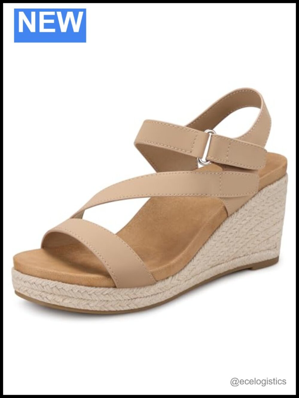Women's Espadrille Wedge Sandals with Arch Support Cushioned Ankle Strap Casual